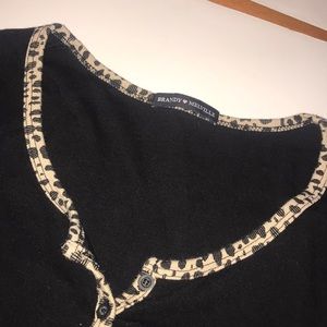 Brandy Melville Black Long Sleeve with Cheetah
